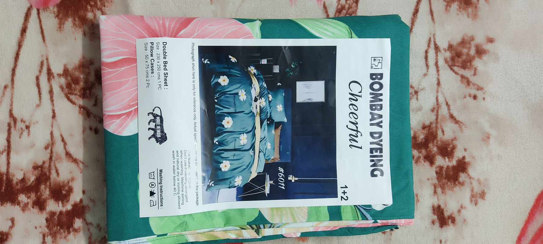 Bombay Dyeing Single Bedsheet , 100% Cotton With 2 Pillow Covers - 230cm X 250cm Or 50inch X 70inch - 6011