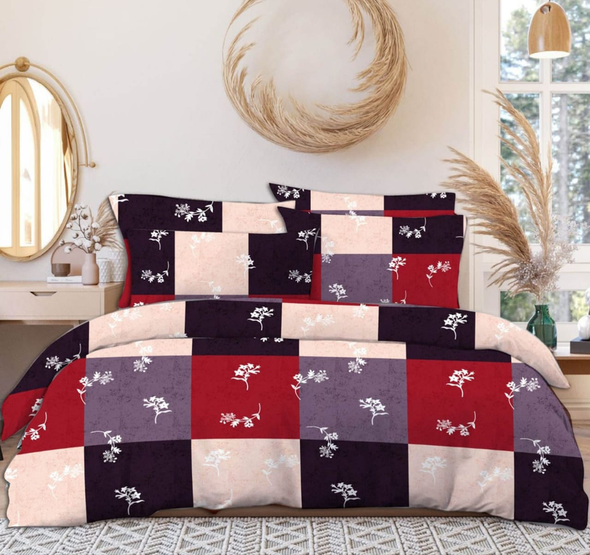 UPNEJA V HANDLOOM  Polycotton 3D Printed Double Bedsheet with two pillow cover ( 90"X100")